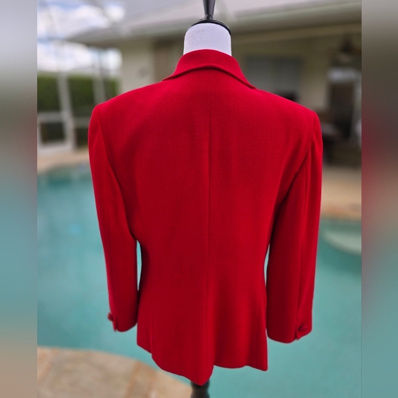 Vintage Genny Made In Italy 100% Wool Red Blazer With Beaded Buttons- SZ 10 - Picture 13 of 16